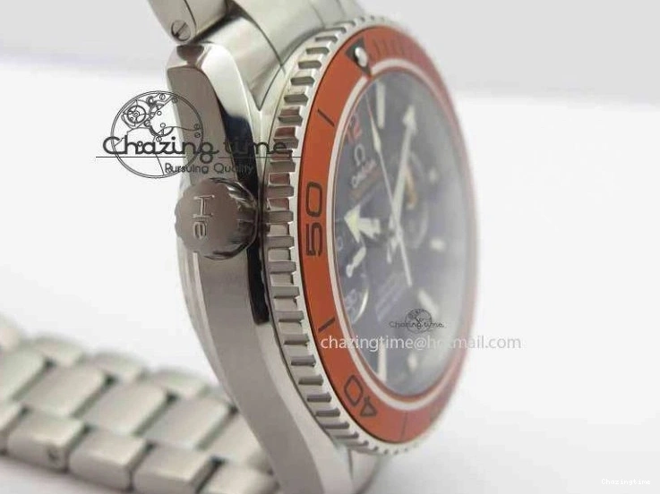 0423 Sophisticated Planet Ocean Master Chronometer Chrono SS OM 1:1 Best Edition Orange On SS Bracelet A 8156